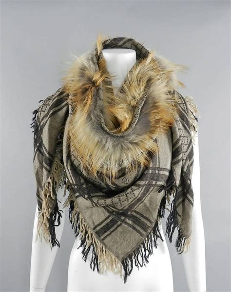 gucci shawls|Gucci scarf with fur trim.